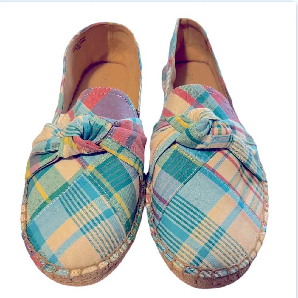Talbots Izzy Knot Plaid Patchwork Espadrille Flat… - image 3